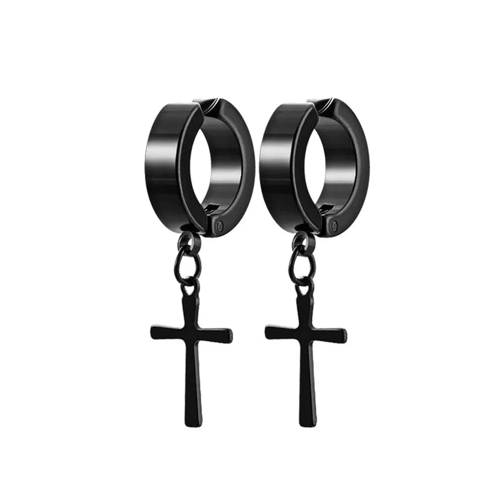 2Pcs Punk Mens Strong Magnet Magnetic Ear Stud Set Non Piercing Earrings Fake Cross Earrings Gift for Boyfriend Lover Jewelry