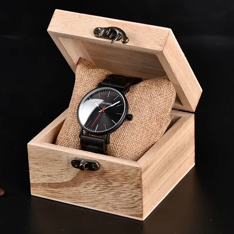 Wooden Men Watches Luxury Brand Relogio Masculino Quartz Watch Ideal Custom Gifts Items in Wood Box Erkek Kol Saati