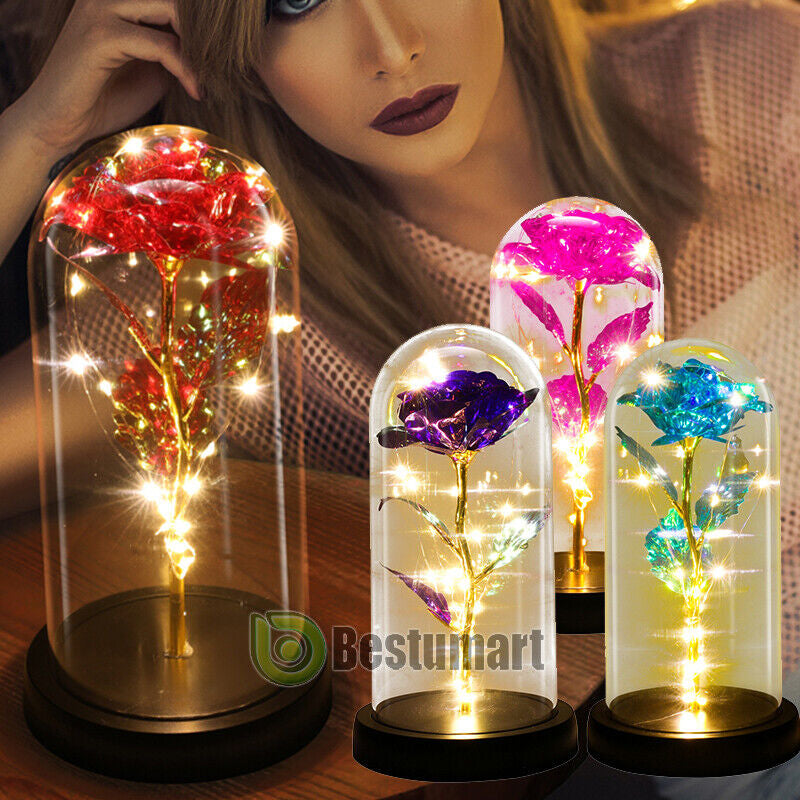 Rose LED Light Glass Gifts for Wife Women Mom Her Christmas Girlfriend Birthday