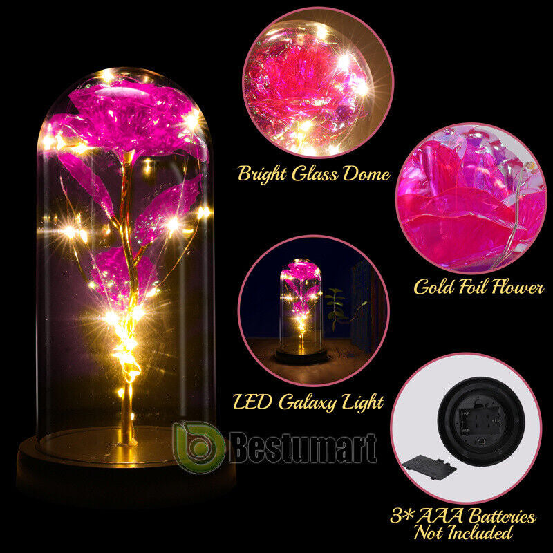 Rose LED Light Glass Gifts for Wife Women Mom Her Christmas Girlfriend Birthday