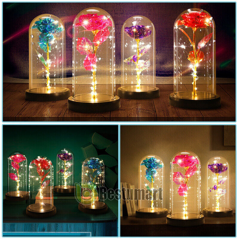 Rose LED Light Glass Gifts for Wife Women Mom Her Christmas Girlfriend Birthday