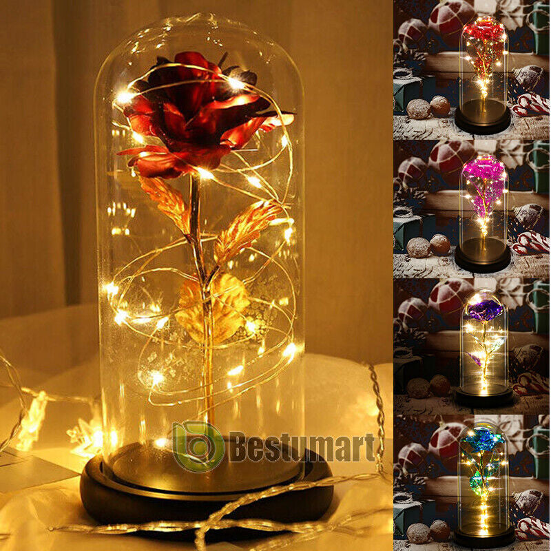 Rose LED Light Glass Gifts for Wife Women Mom Her Christmas Girlfriend Birthday