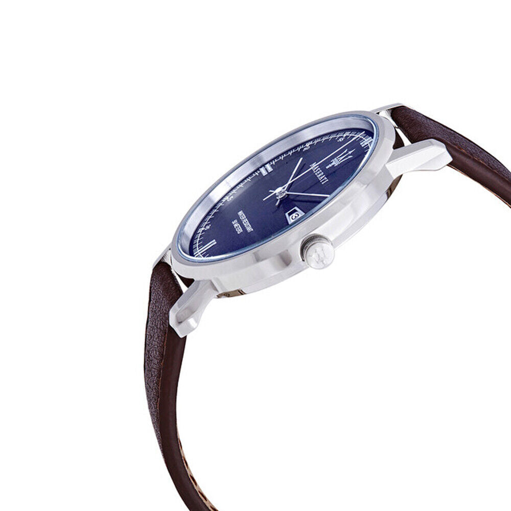 Maserati Eleganza Silver Stainless Steel & Brown Strap Men'S Watch. R8851130003