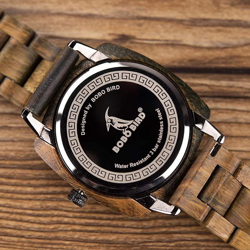 Relogio Masculino  Men Watch Stylish Wooden Timepieces Mens Wrist Watches in Wood Gift Box Erkek Kol Saati LOGO Custom