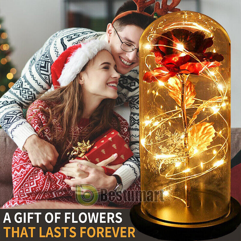 Rose LED Light Glass Gifts for Wife Women Mom Her Christmas Girlfriend Birthday