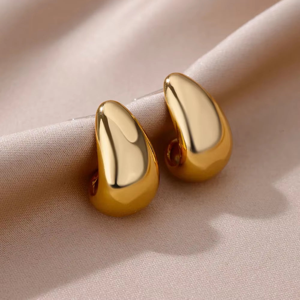 Gold Color Hoop Earrings for Women Oval Circle Stainless Steel Earrings 2024 Trending Femme Elegant Piercing Ear Jewelry Aretes