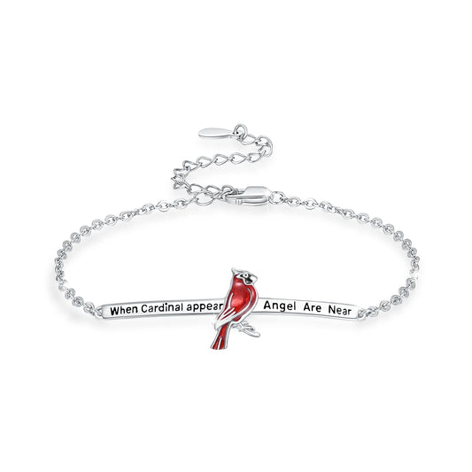 When Cardinal Appear Angel Are near Urn for Ashes Bracelet 925 Sterling Silver Red Cardinal Bracelets Memorial Keepsake Jewelry Gift for Women Dog Cat Pet Grandma Grandpa