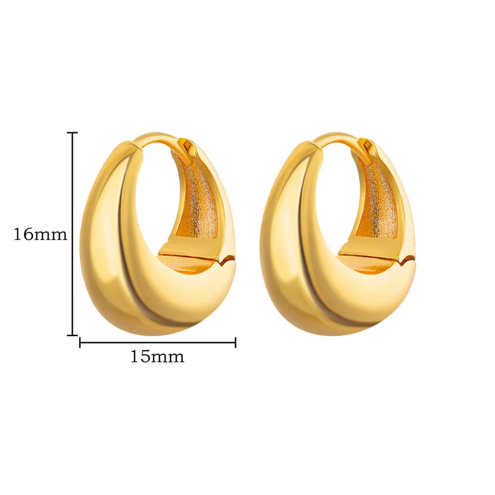 Gold Color Hoop Earrings for Women Oval Circle Stainless Steel Earrings 2024 Trending Femme Elegant Piercing Ear Jewelry Aretes