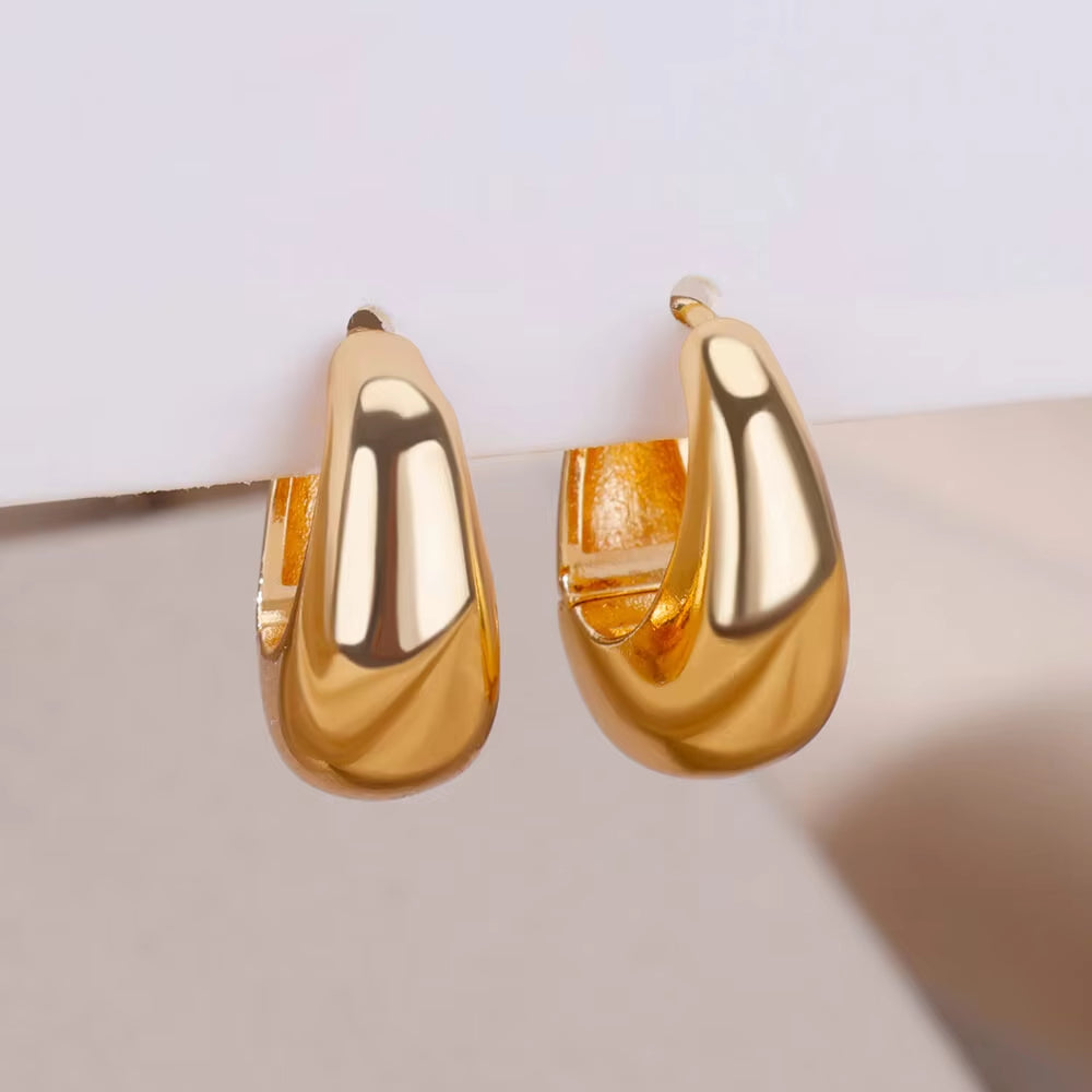 Gold Color Hoop Earrings for Women Oval Circle Stainless Steel Earrings 2024 Trending Femme Elegant Piercing Ear Jewelry Aretes