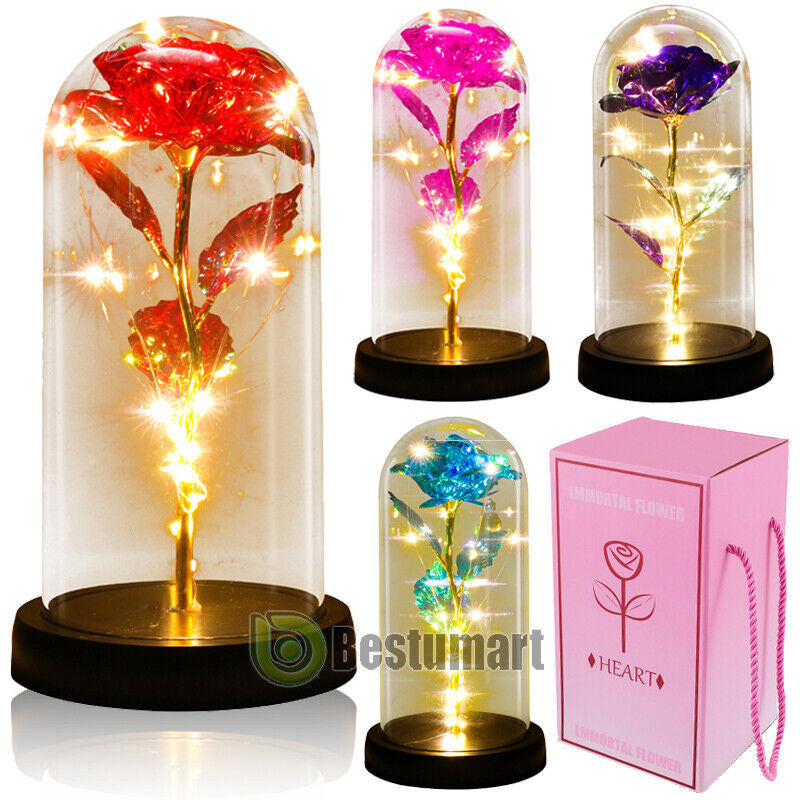 Rose LED Light Glass Gifts for Wife Women Mom Her Christmas Girlfriend Birthday